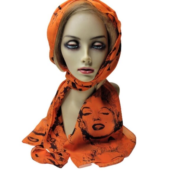 Marilyn Monroe Scarf Silk Viscose Orange Marilyn Monroe Scarf- NEW! - Picture 1 of 7